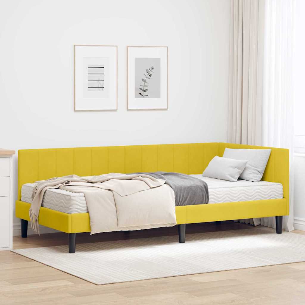 vidaXL Rama Łóżka Narożnego z Materacem 2 pcs Żółty Aksamit