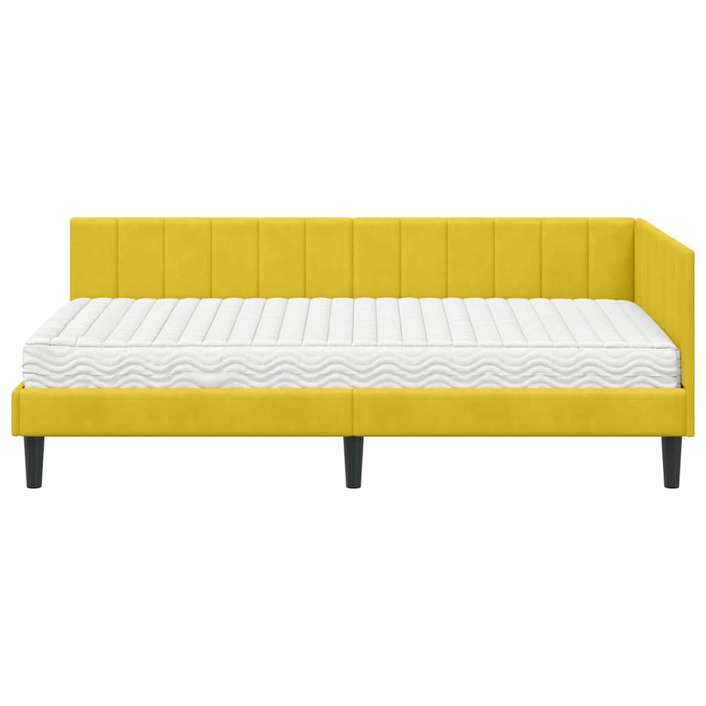 vidaXL Rama Łóżka Narożnego z Materacem 2 pcs Żółty Aksamit