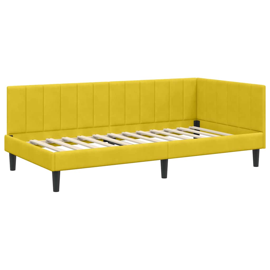 vidaXL Rama Łóżka Narożnego z Materacem 2 pcs Żółty Aksamit