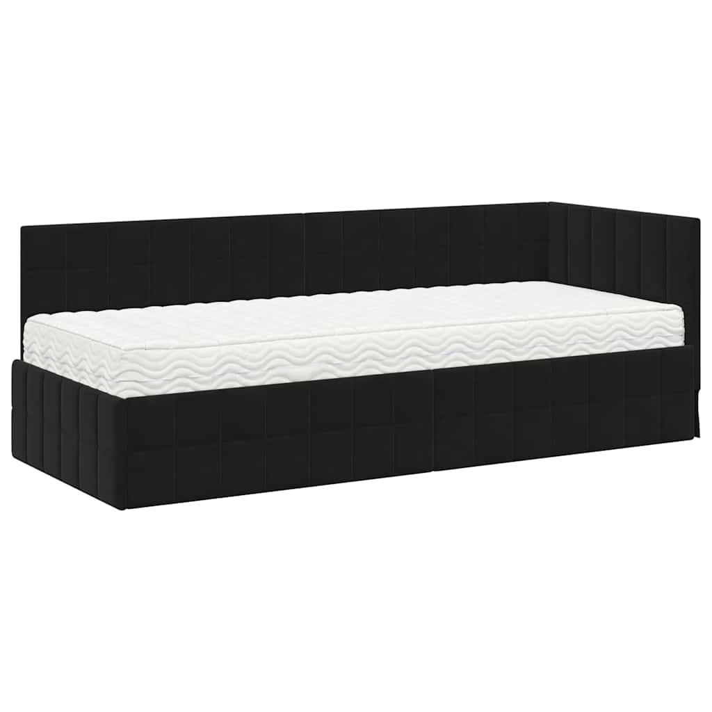 vidaXL Rama Łóżka Narożnego z Materacem 2 pcs Czarny Aksamit