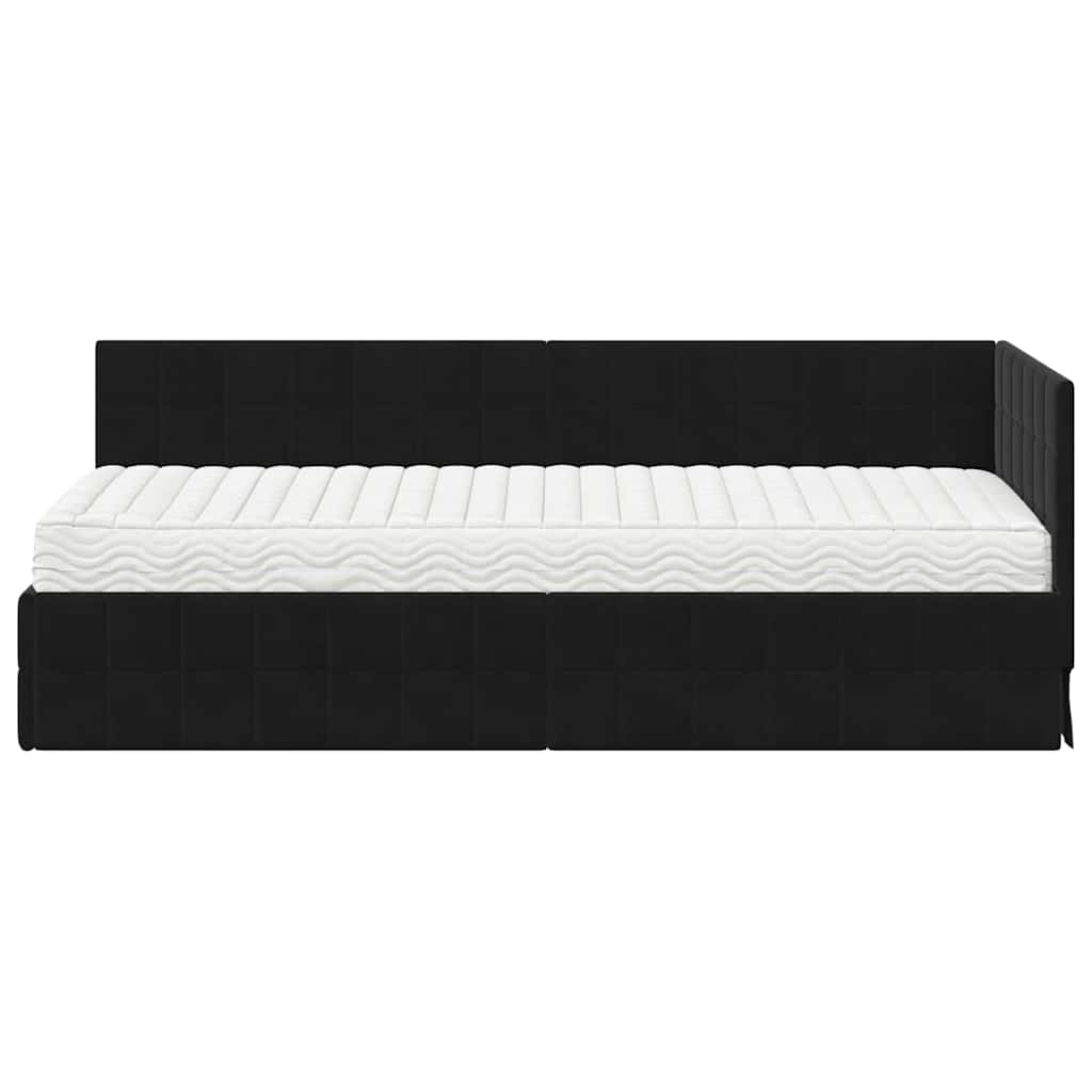 vidaXL Rama Łóżka Narożnego z Materacem 2 pcs Czarny Aksamit
