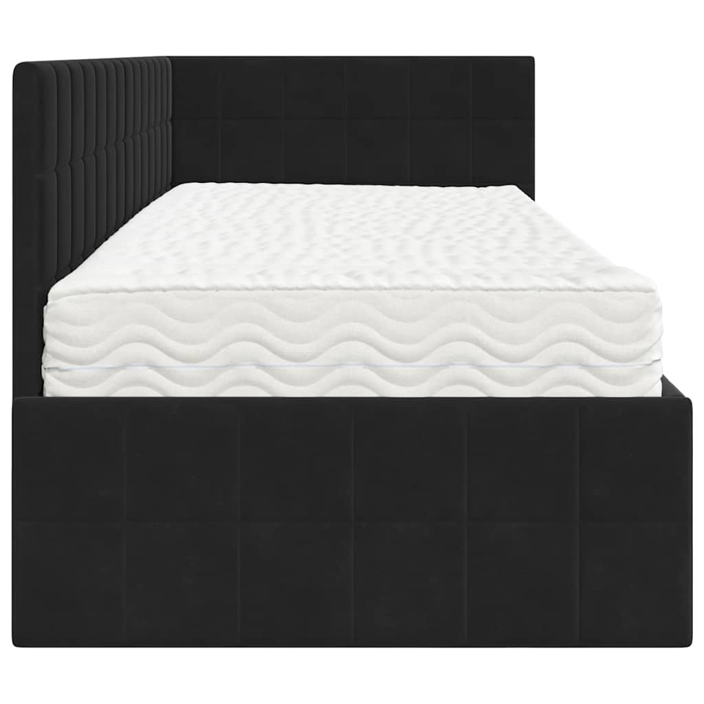 vidaXL Rama Łóżka Narożnego z Materacem 2 pcs Czarny Aksamit