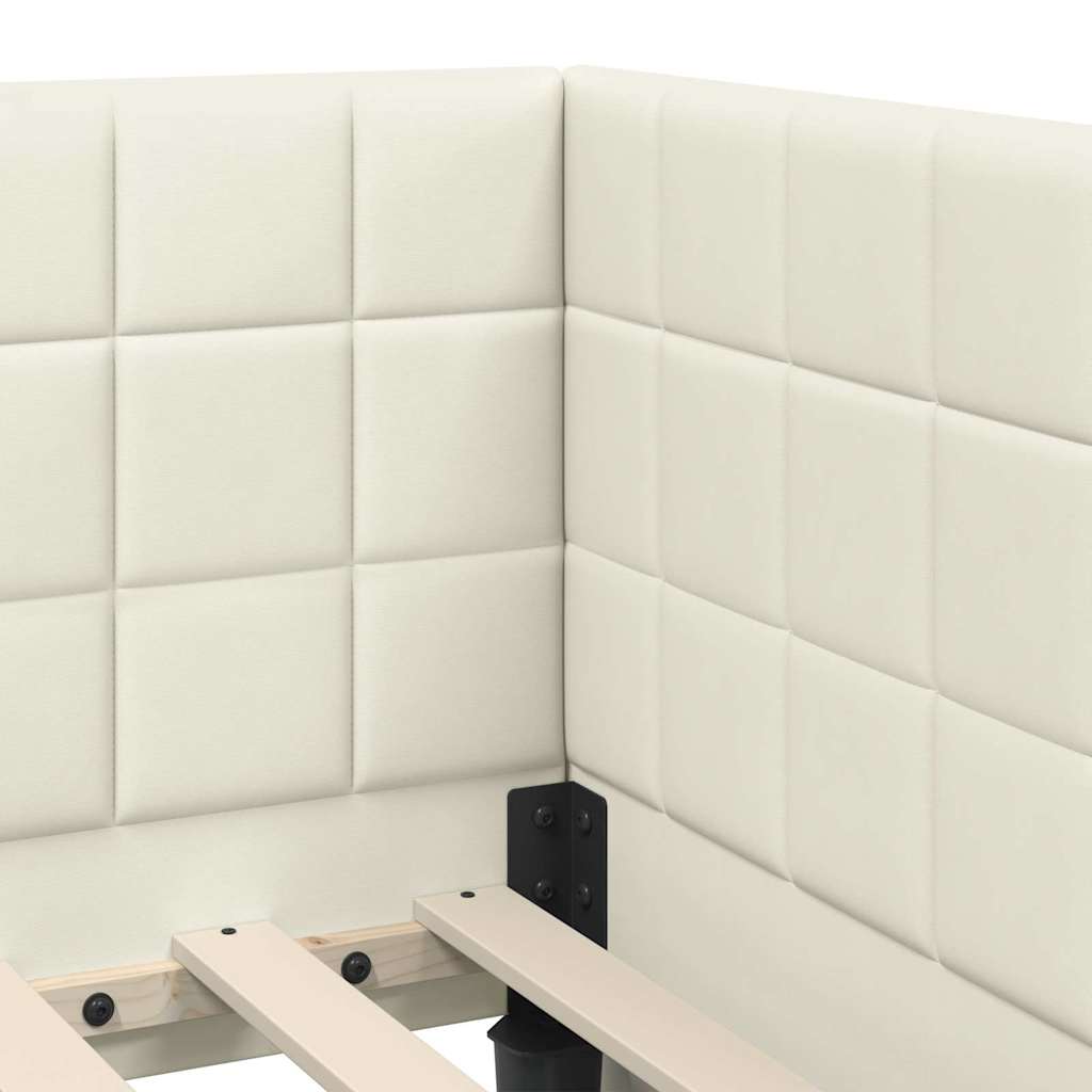 vidaXL Rama Łóżka Narożnego z Materacem 2 pcs Kremowy Aksamit