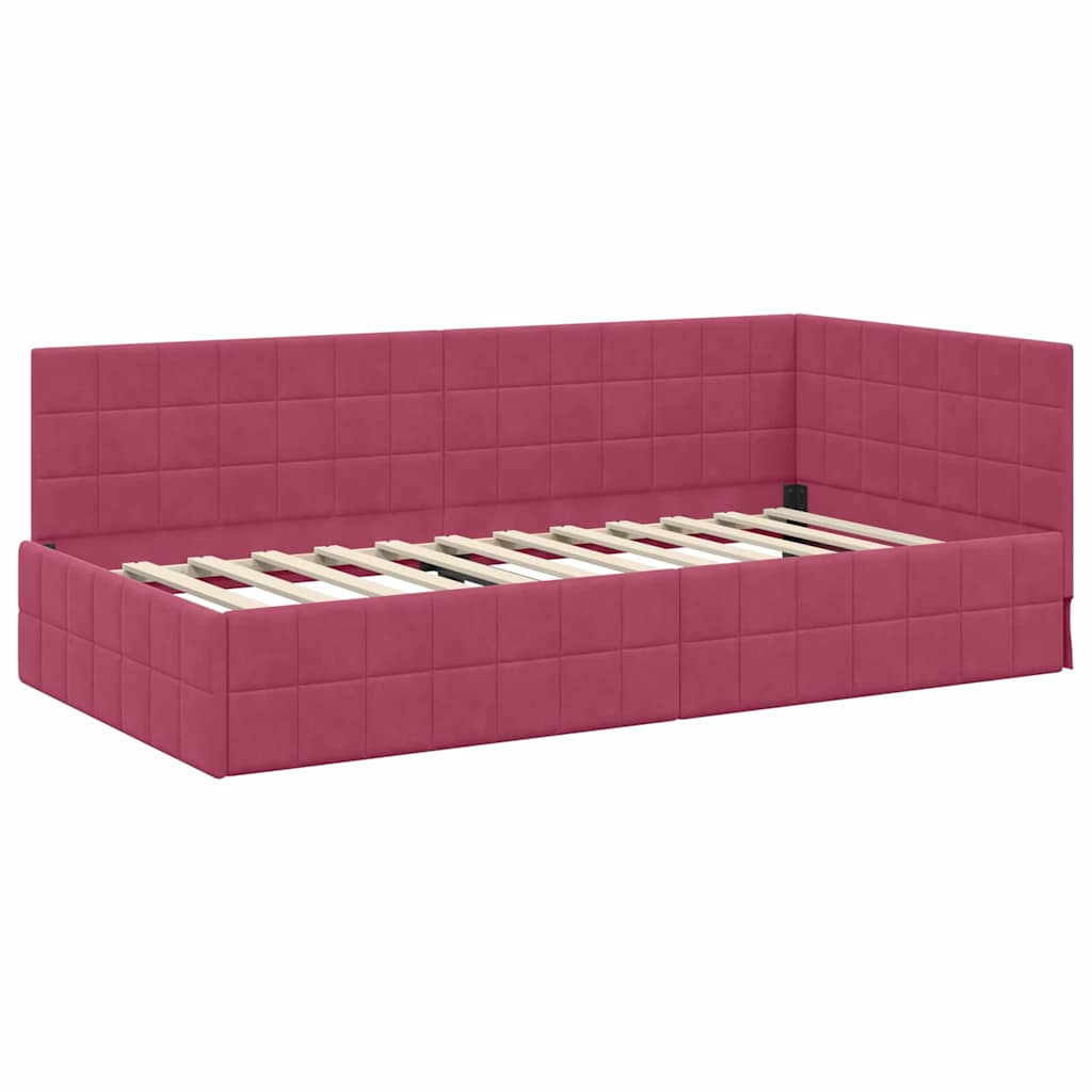 vidaXL Rama Łóżka Narożnego z Materacem 2 pcs Zielony Aksamit