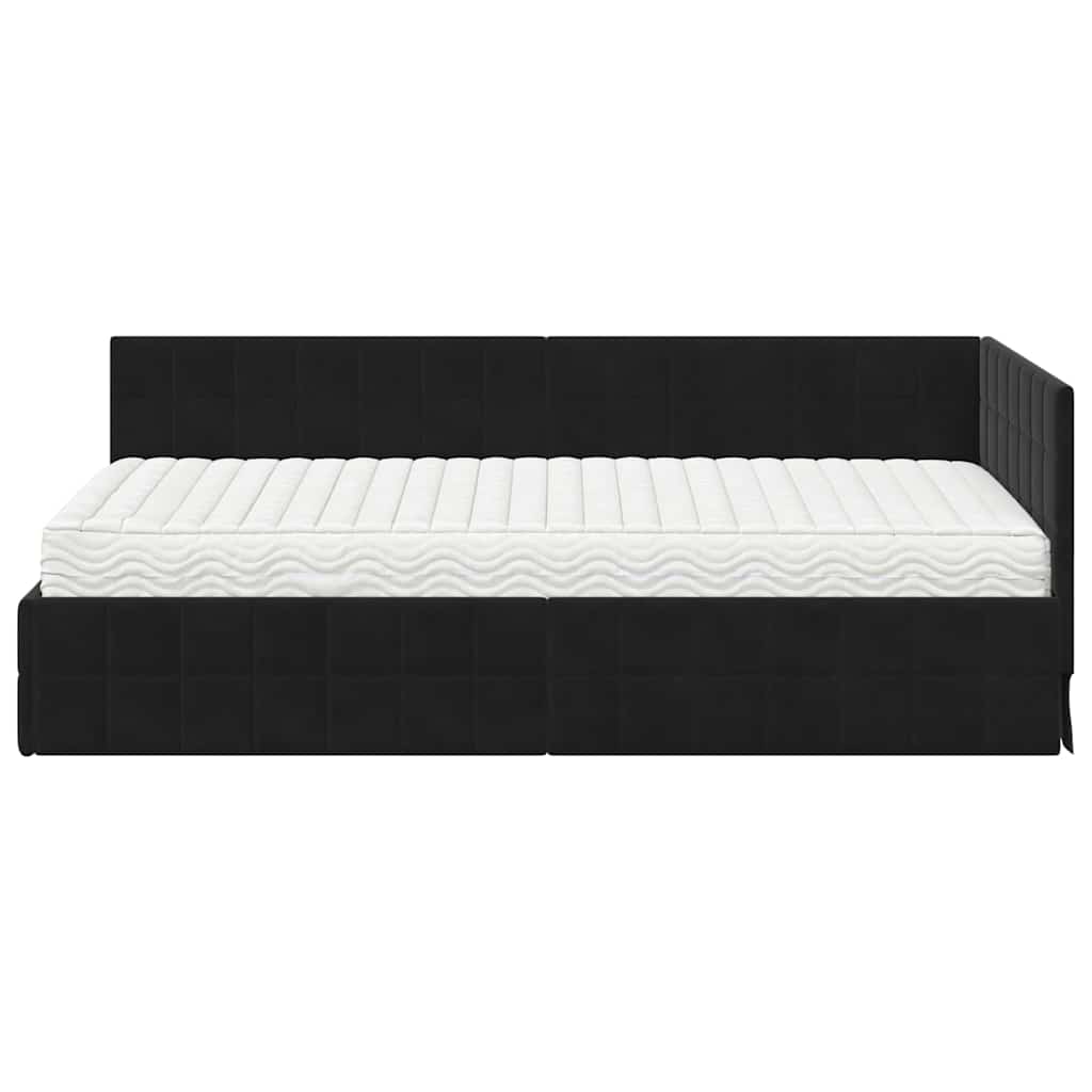 vidaXL Rama Łóżka Narożnego z Materacem 2 pcs Czarny Aksamit