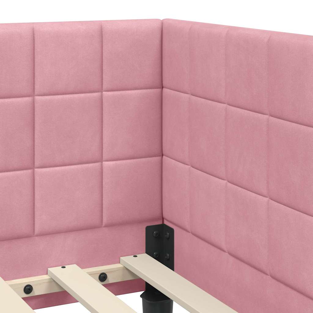vidaXL Rama Łóżka Narożnego z Materacem 2 szt. różowy 100 x 200 cm