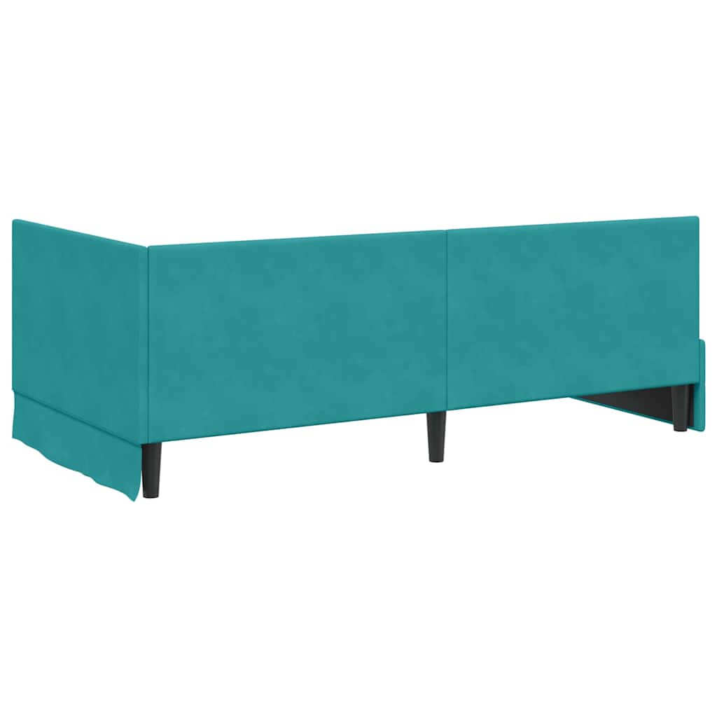 vidaXL Rama Łóżka Narożnego z Materacem 2 pcs Turkusowy Aksamit