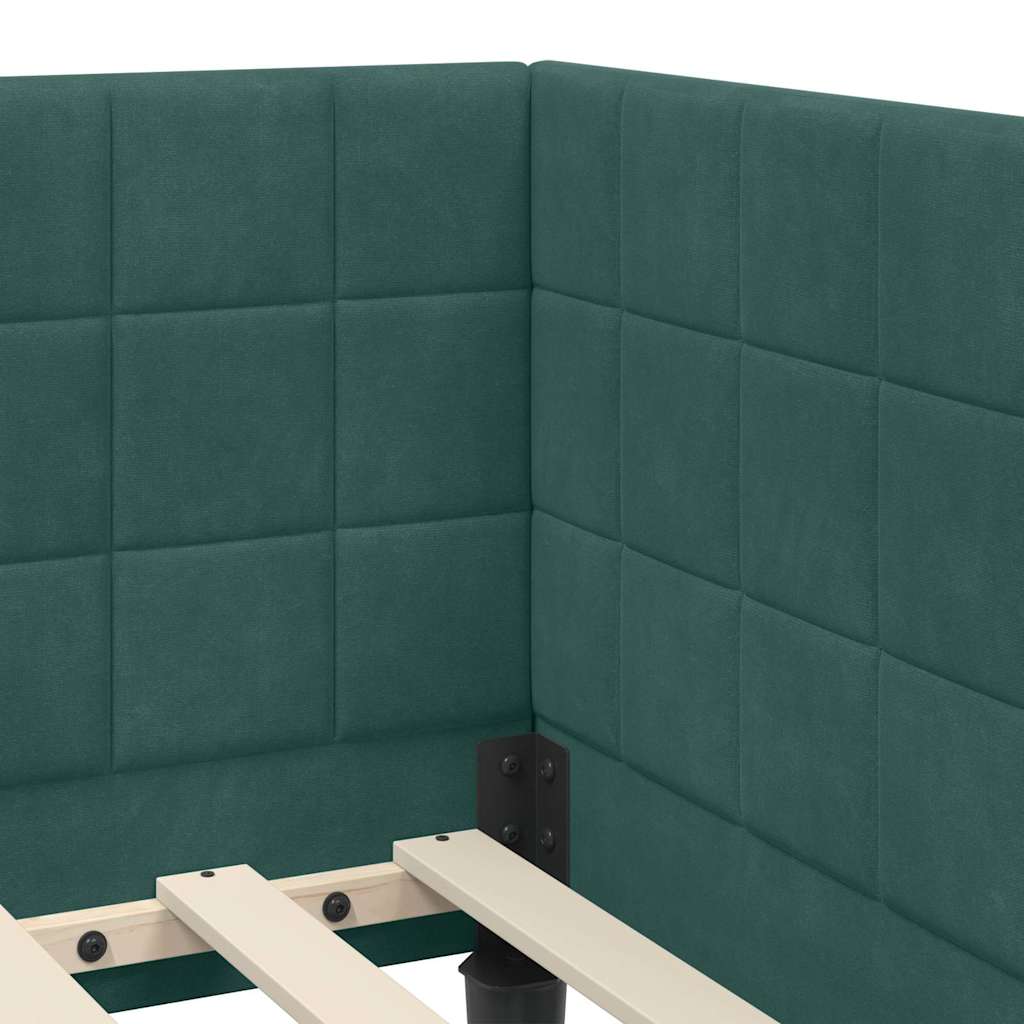 vidaXL Rama Łóżka Narożnego z Materacem 2 pcs Zielony Aksamit