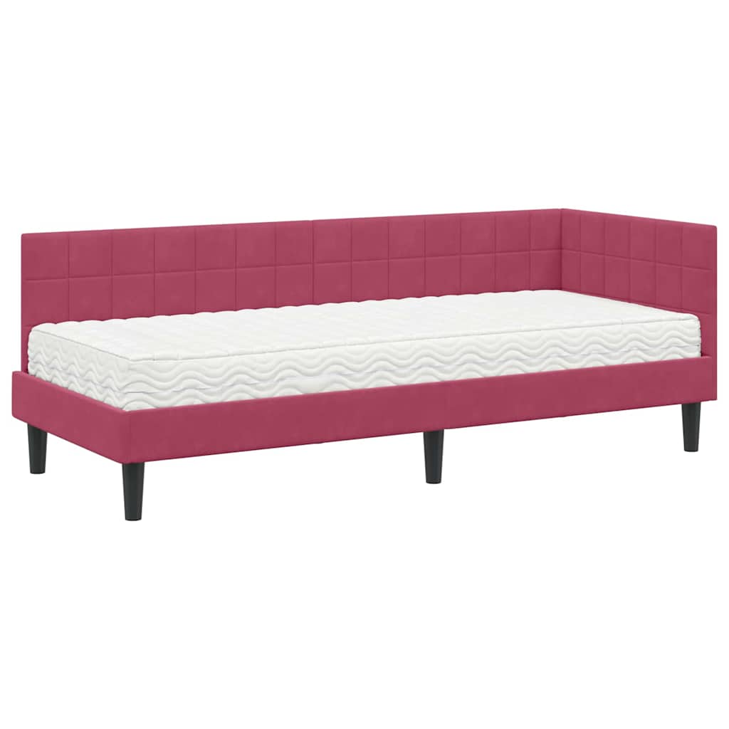 vidaXL Rama Łóżka Narożnego z Materacem 2 pcs Zielony Aksamit