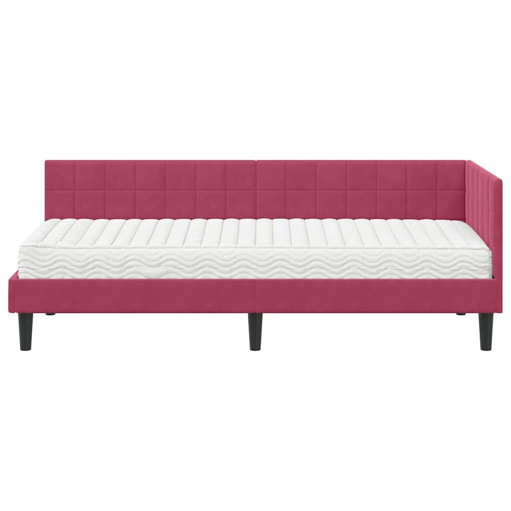 vidaXL Rama Łóżka Narożnego z Materacem 2 pcs Zielony Aksamit