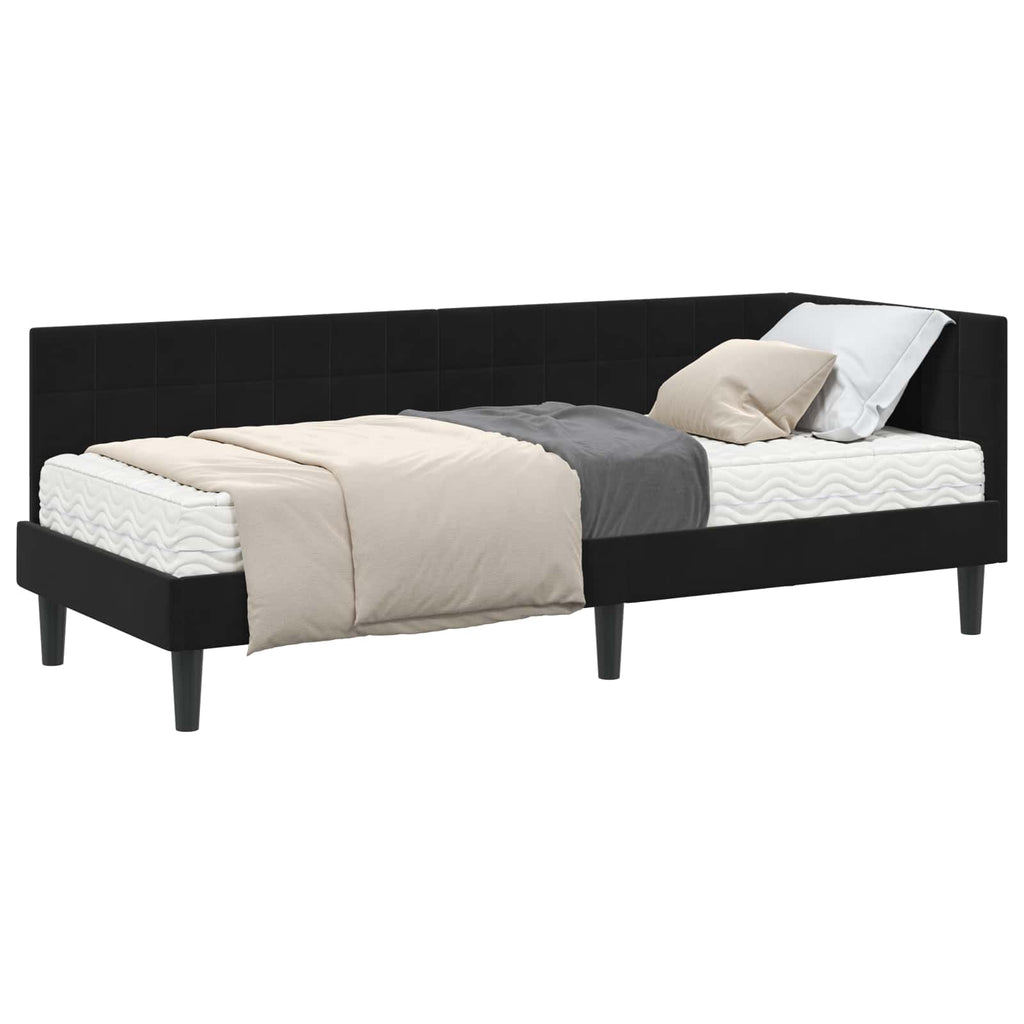 vidaXL Rama Łóżka Narożnego z Materacem 2 pcs Czarny Aksamit