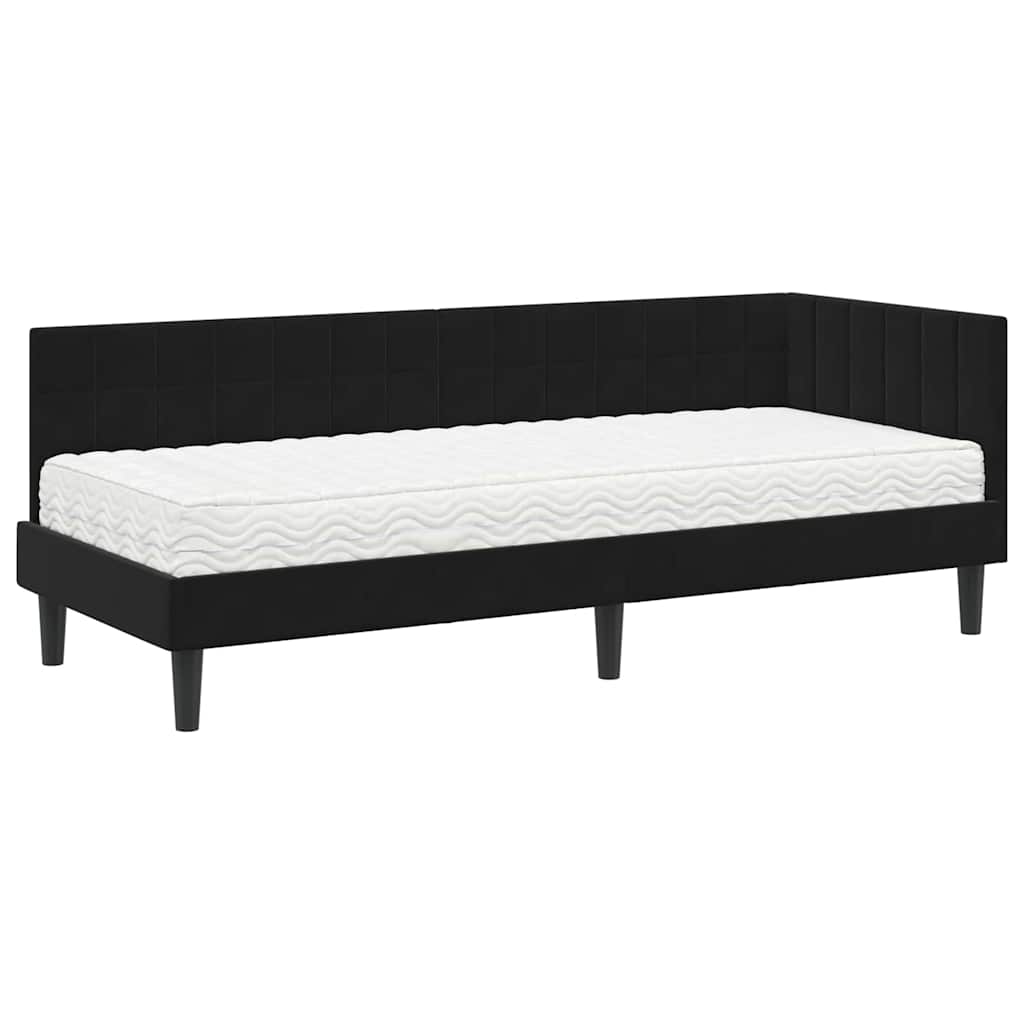 vidaXL Rama Łóżka Narożnego z Materacem 2 pcs Czarny Aksamit