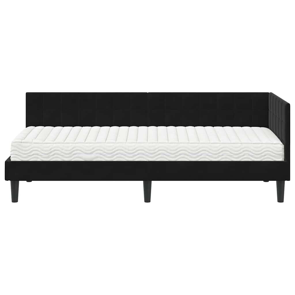 vidaXL Rama Łóżka Narożnego z Materacem 2 pcs Czarny Aksamit