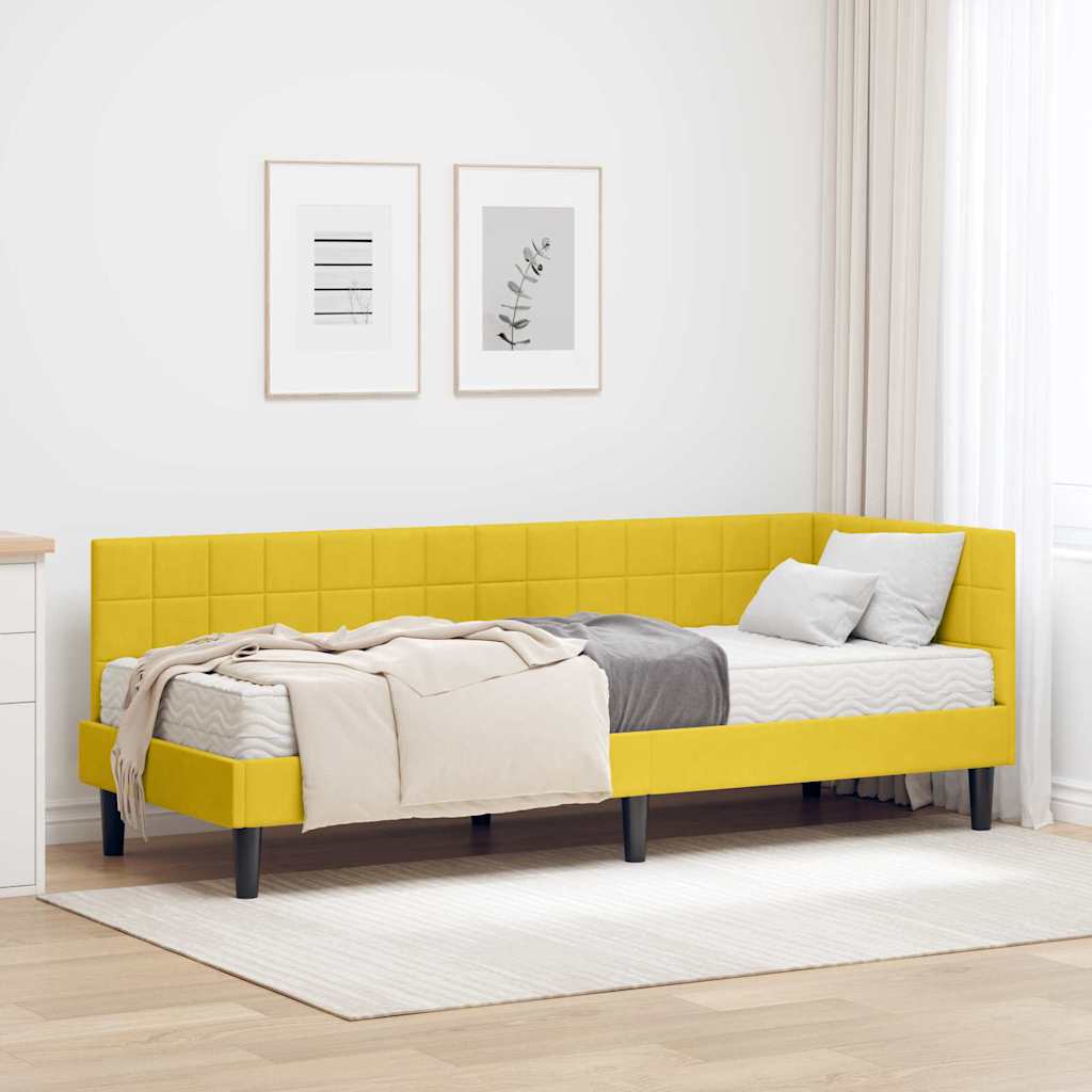 vidaXL Rama Łóżka Narożnego z Materacem 2 pcs Żółty Aksamit