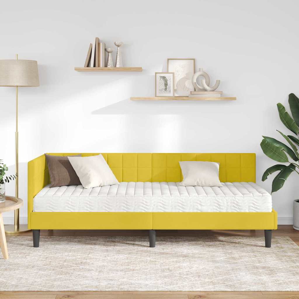vidaXL Rama Łóżka Narożnego z Materacem 2 pcs Żółty Aksamit