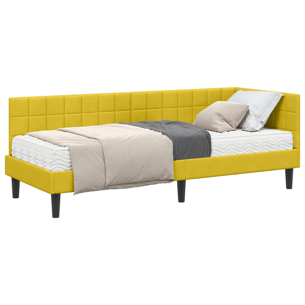 vidaXL Rama Łóżka Narożnego z Materacem 2 pcs Żółty Aksamit