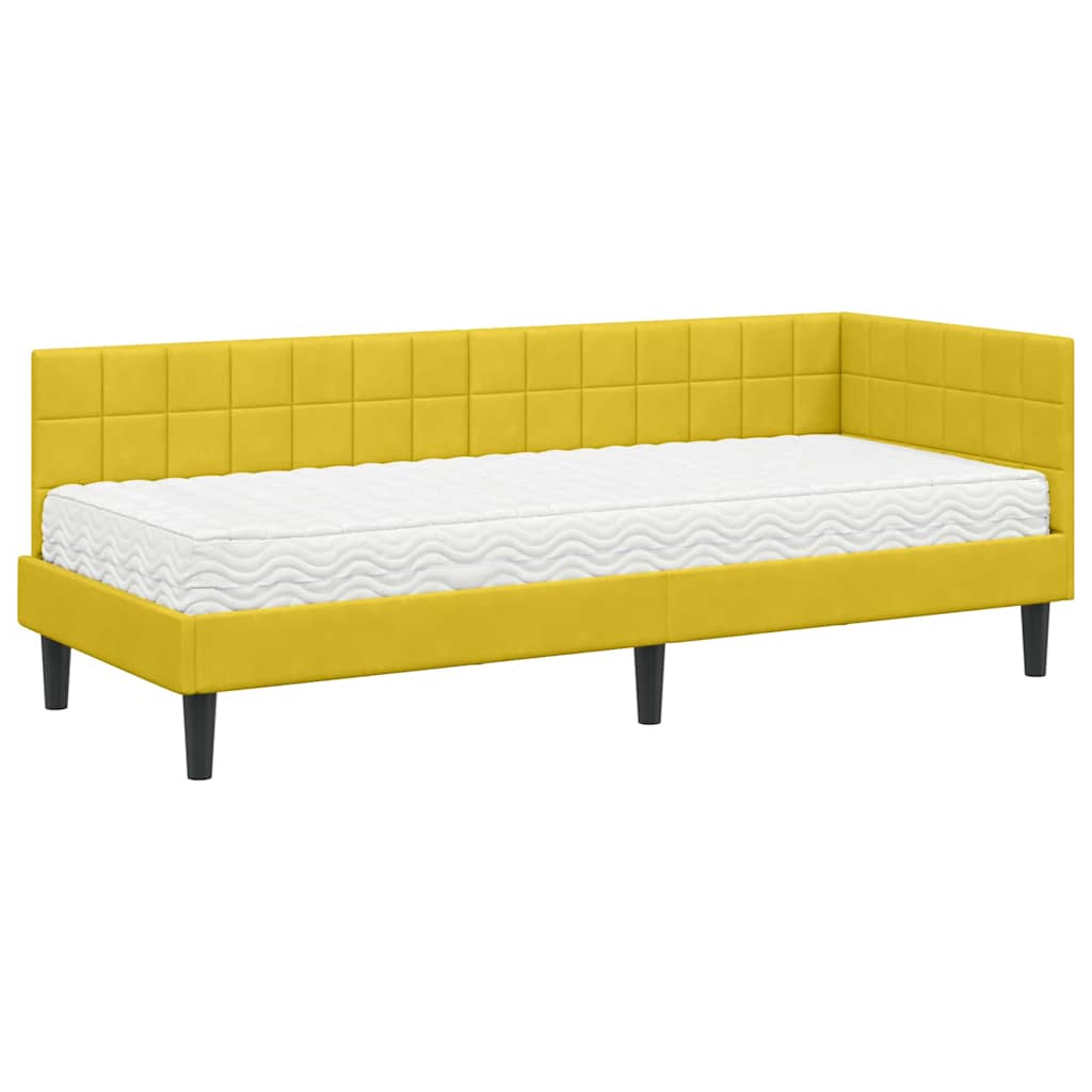vidaXL Rama Łóżka Narożnego z Materacem 2 pcs Żółty Aksamit