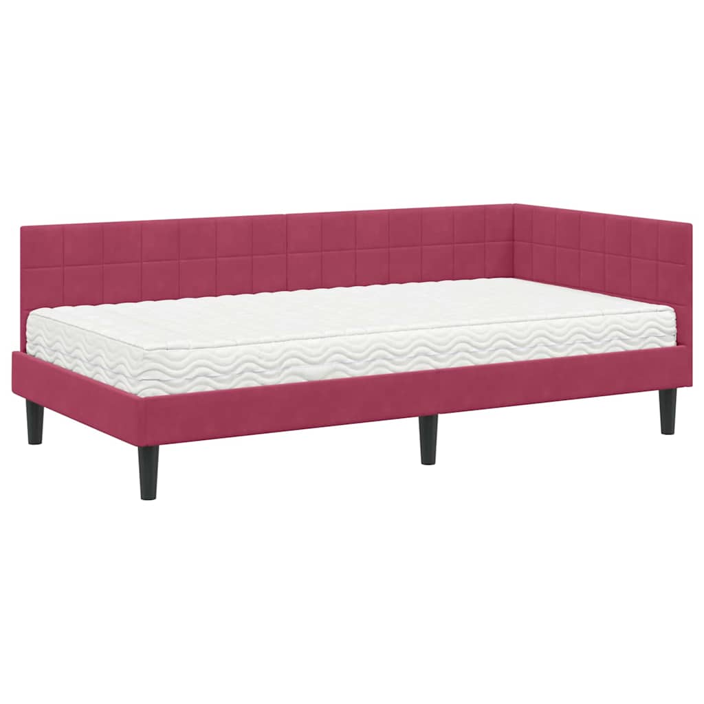 vidaXL Rama Łóżka Narożnego z Materacem 2 pcs Zielony Aksamit
