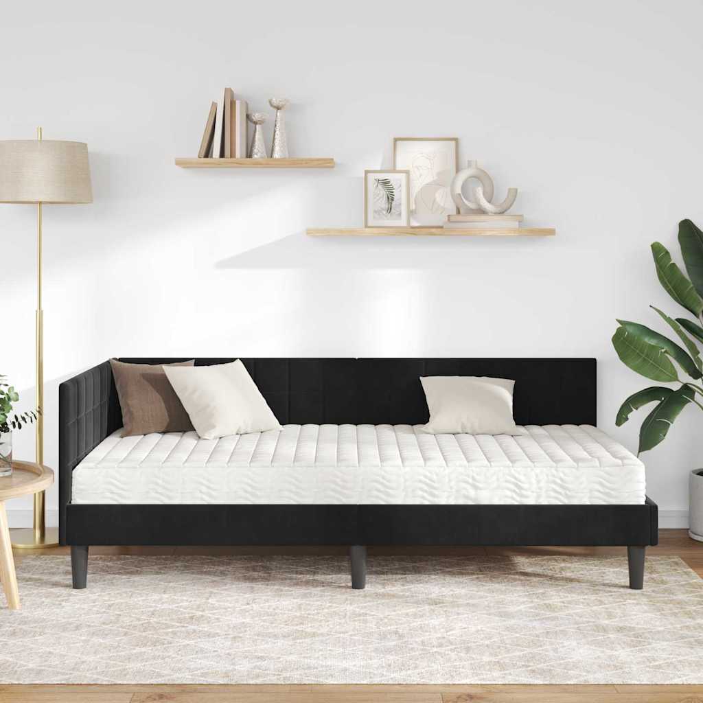 vidaXL Rama Łóżka Narożnego z Materacem 2 pcs Czarny Aksamit