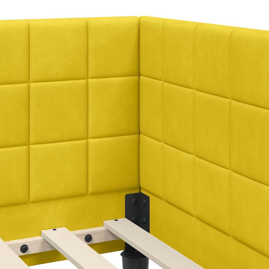 vidaXL Rama Łóżka Narożnego z Materacem 2 pcs Żółty Aksamit