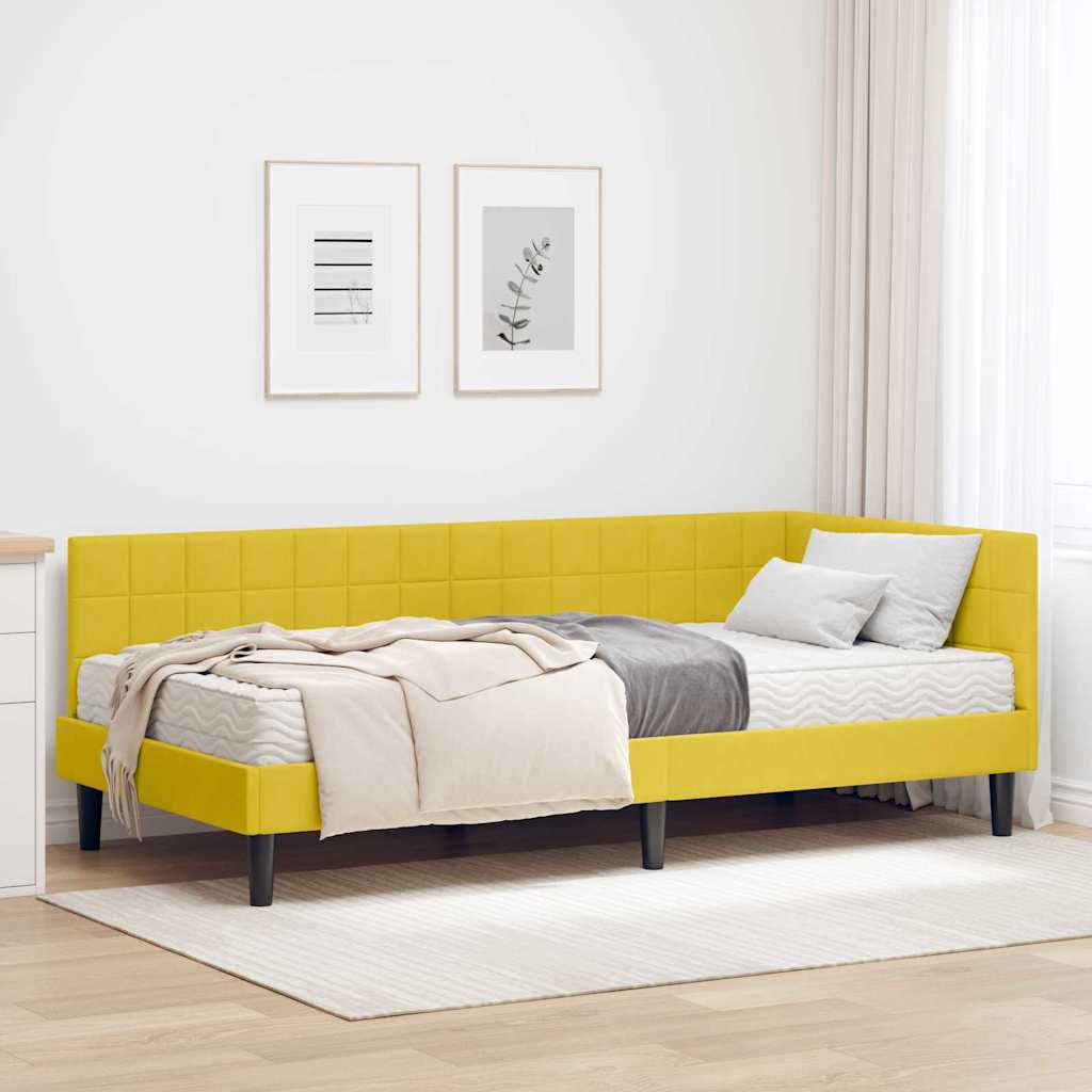 vidaXL Rama Łóżka Narożnego z Materacem 2 pcs Żółty Aksamit