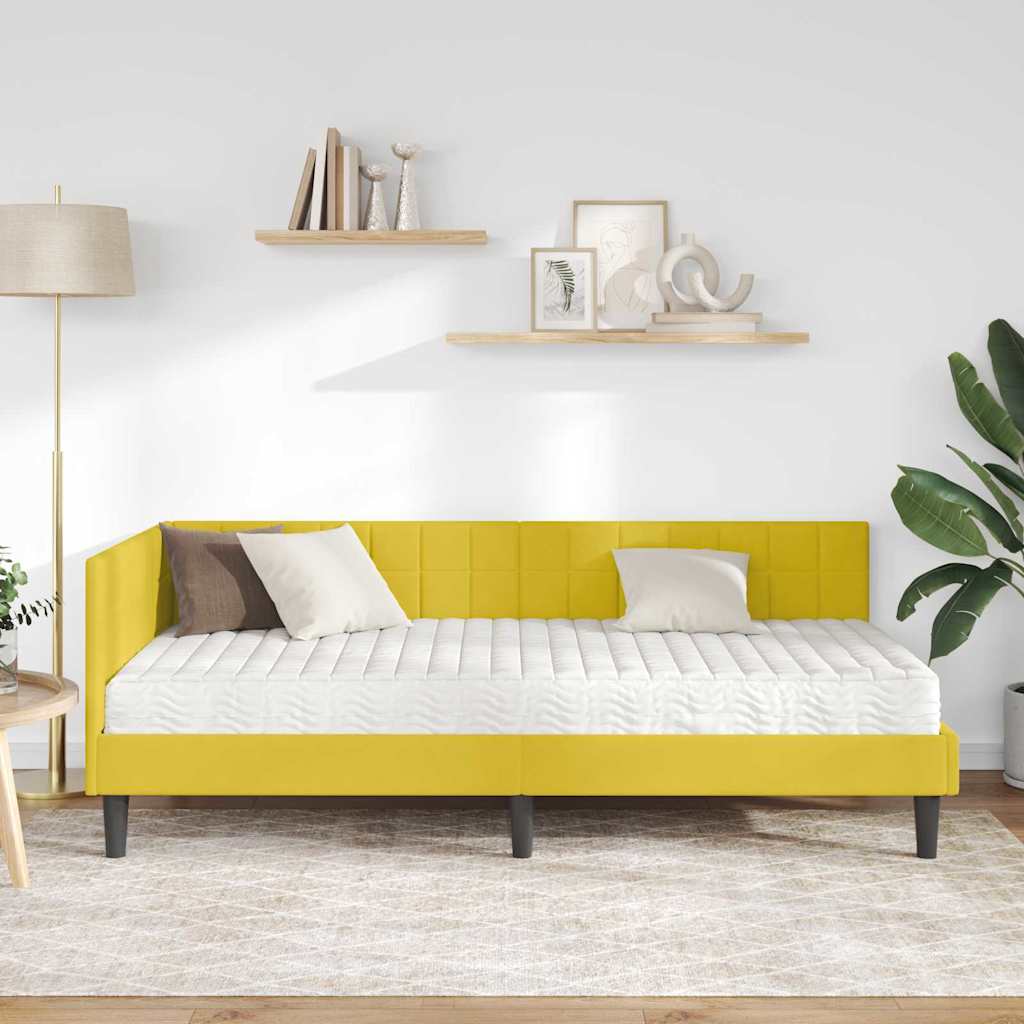 vidaXL Rama Łóżka Narożnego z Materacem 2 pcs Żółty Aksamit