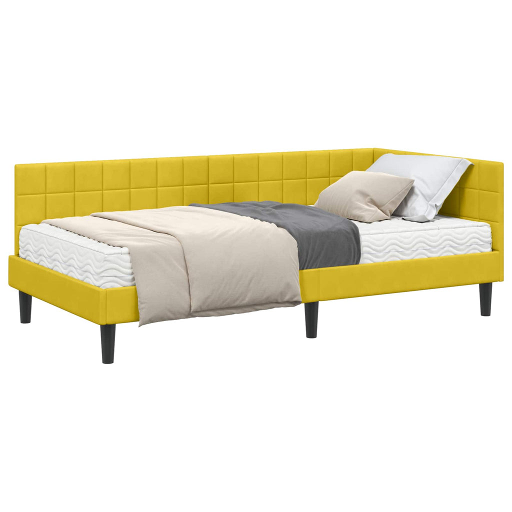 vidaXL Rama Łóżka Narożnego z Materacem 2 pcs Żółty Aksamit