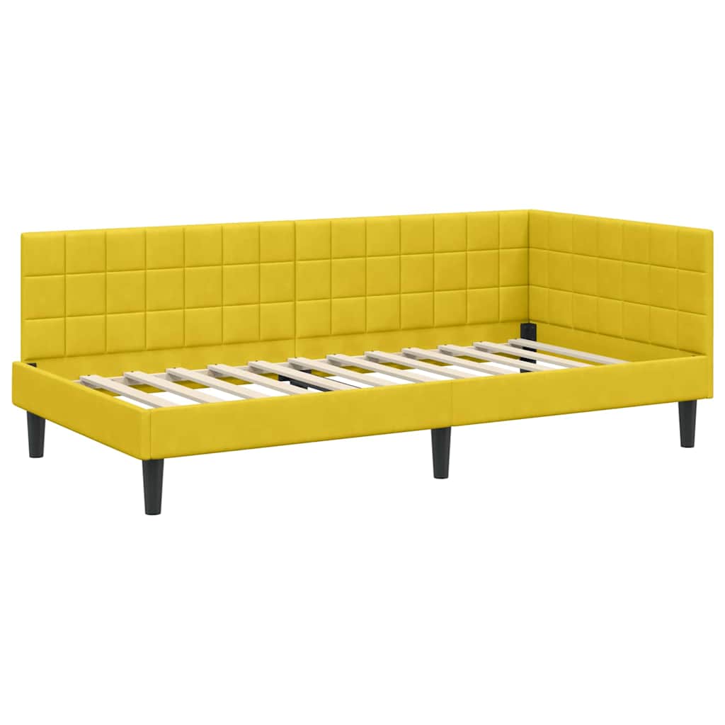 vidaXL Rama Łóżka Narożnego z Materacem 2 pcs Żółty Aksamit