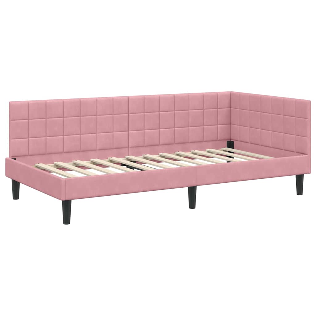 vidaXL Rama Łóżka Narożnego z Materacem 2 szt. różowy 90 x 200 cm