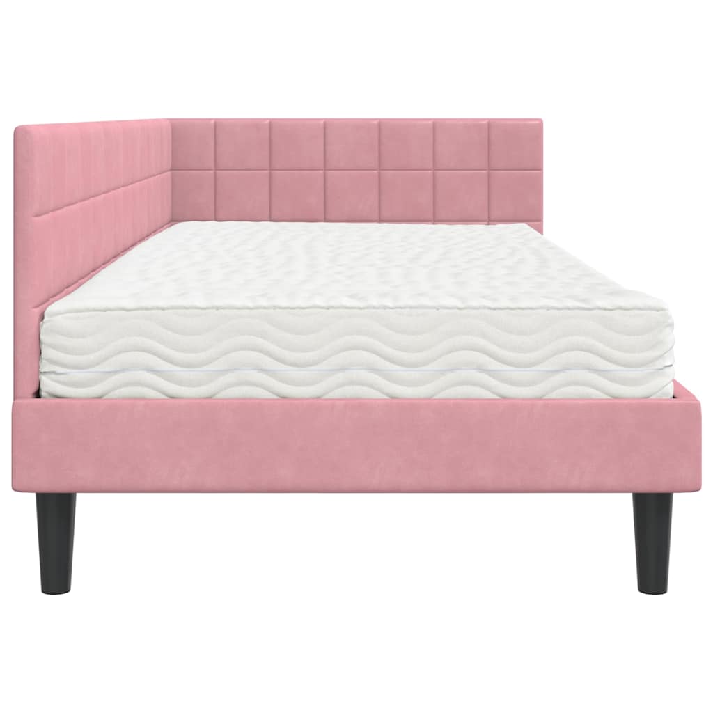 vidaXL Rama Łóżka Narożnego z Materacem 2 szt. różowy 90 x 200 cm