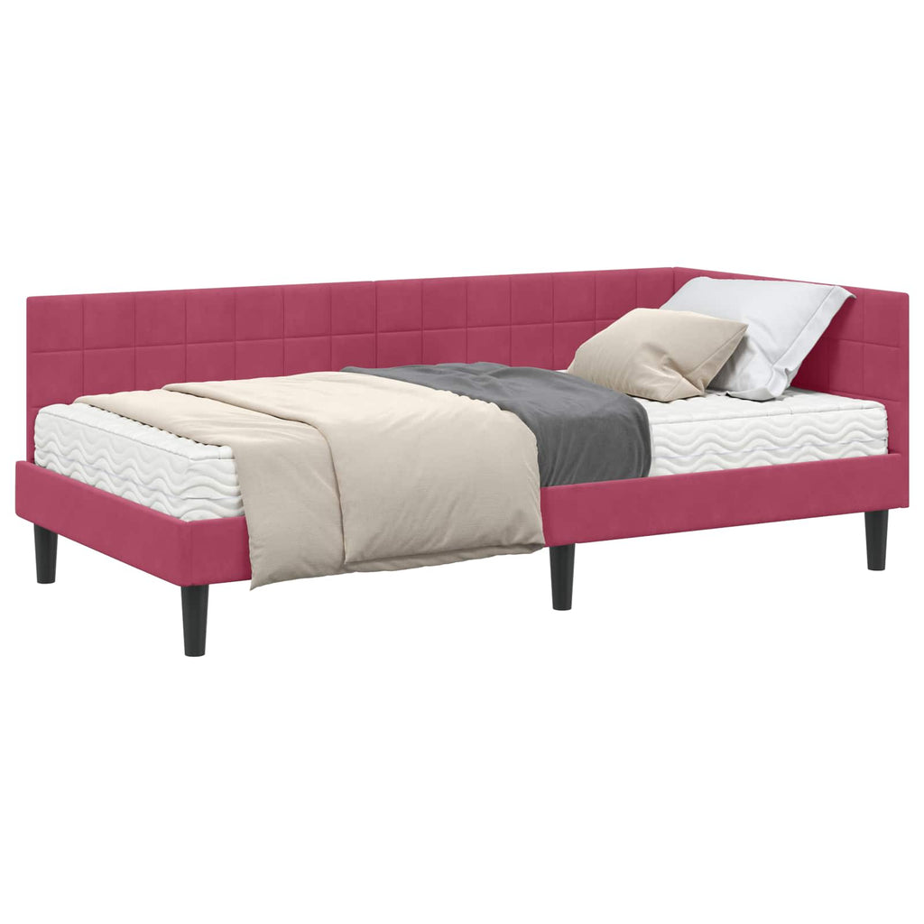 vidaXL Rama Łóżka Narożnego z Materacem 2 pcs Zielony Aksamit