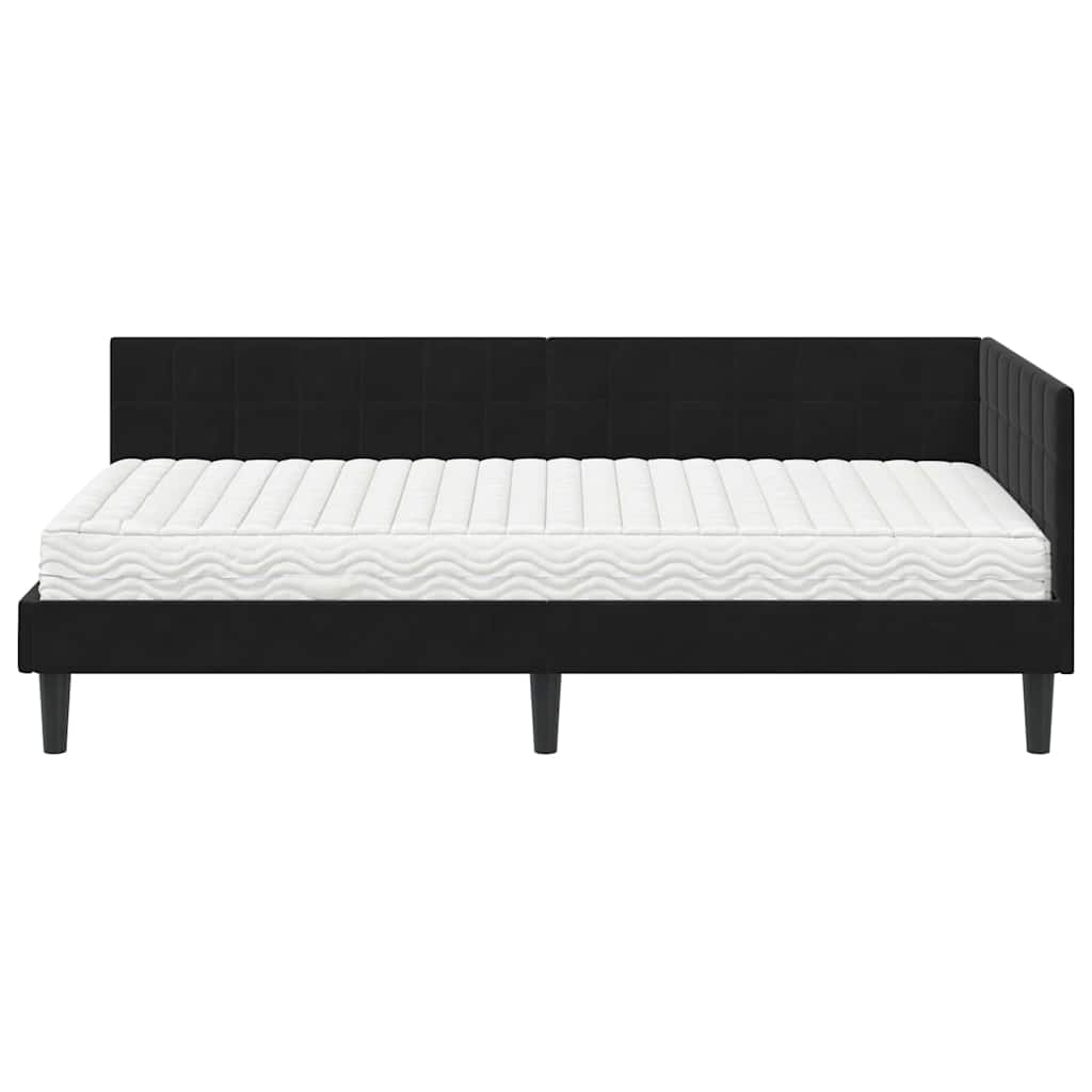 vidaXL Rama Łóżka Narożnego z Materacem 2 pcs Czarny Aksamit