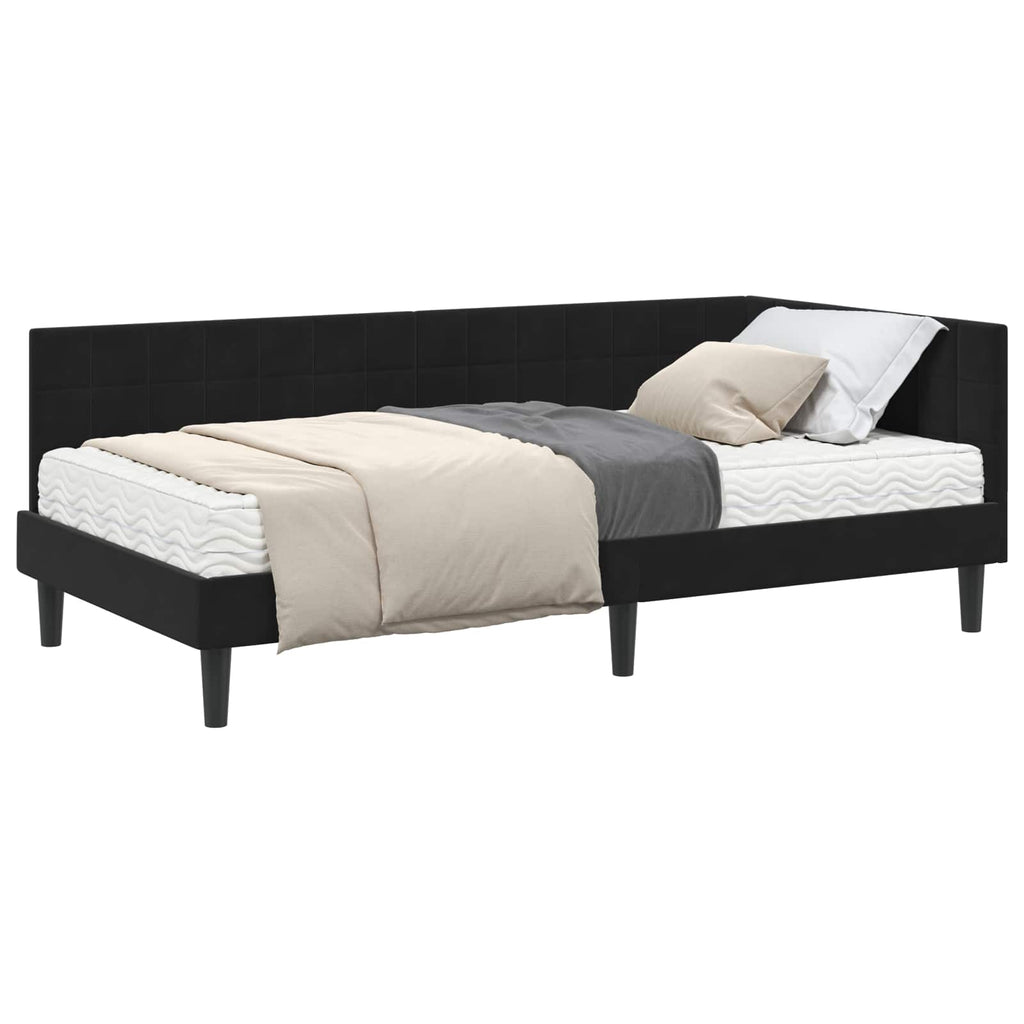 vidaXL Rama Łóżka Narożnego z Materacem 2 pcs Czarny Aksamit