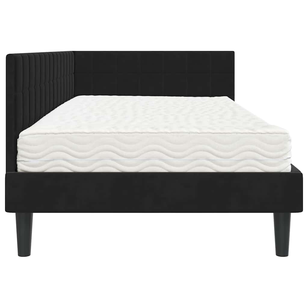 vidaXL Rama Łóżka Narożnego z Materacem 2 pcs Czarny Aksamit
