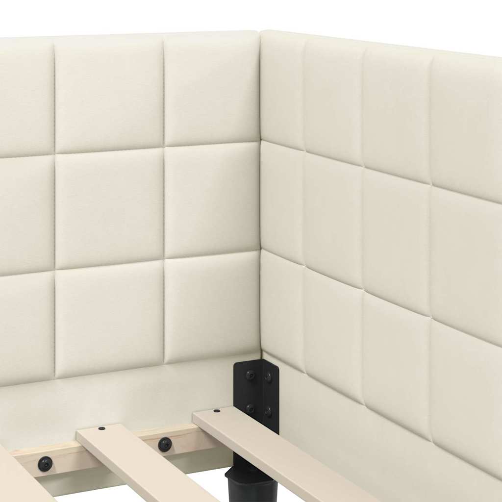 vidaXL Rama Łóżka Narożnego z Materacem 2 pcs Kremowy Aksamit