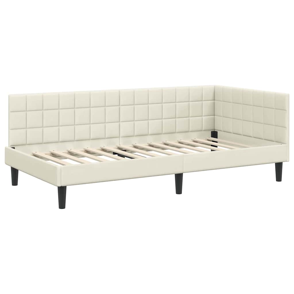 vidaXL Rama Łóżka Narożnego z Materacem 2 pcs Kremowy Aksamit