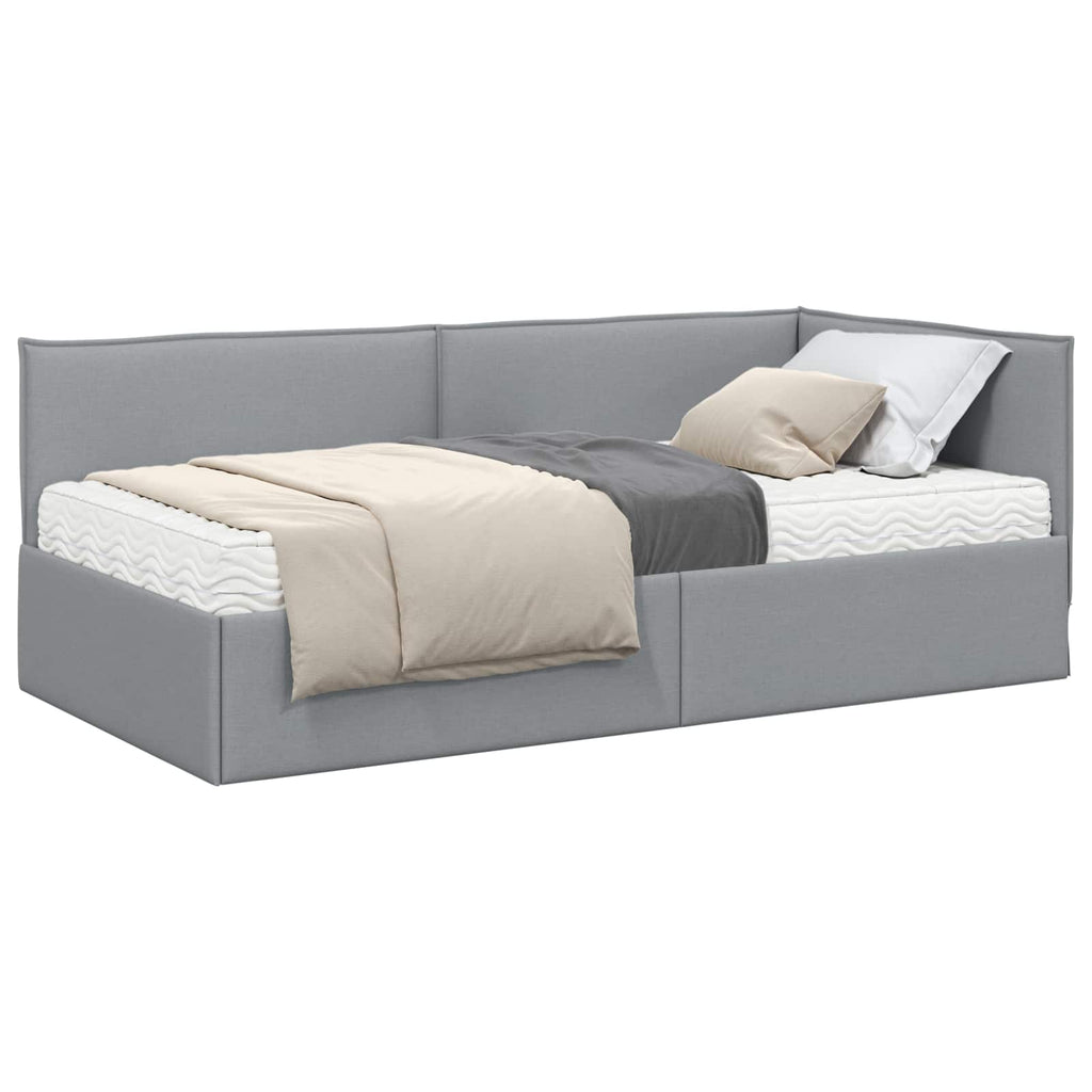 vidaXL Rama Łóżka Narożnego z Materacem 2 pcs Jasnoszary Aksamit