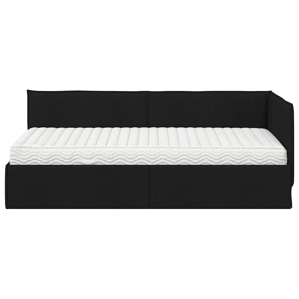 vidaXL Rama Łóżka Narożnego z Materacem 2 pcs Zielony Aksamit