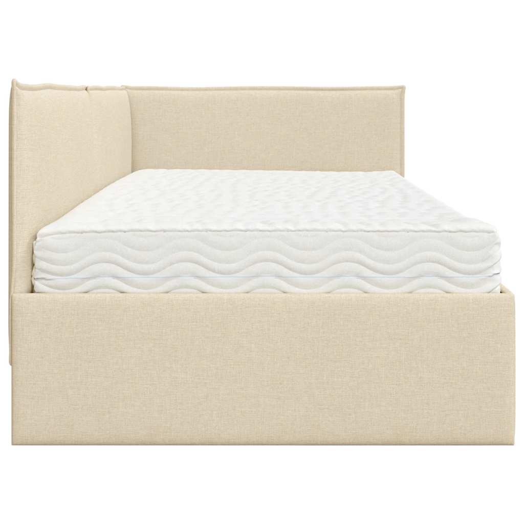 vidaXL Rama Łóżka Narożnego z Materacem 2 pcs Kremowy Aksamit