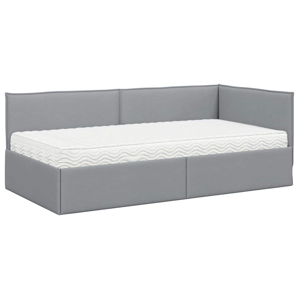 vidaXL Rama Łóżka Narożnego z Materacem 2 szt. Jasnoszary 90 x 190 cm