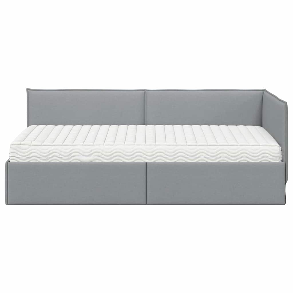 vidaXL Rama Łóżka Narożnego z Materacem 2 szt. Jasnoszary 90 x 190 cm
