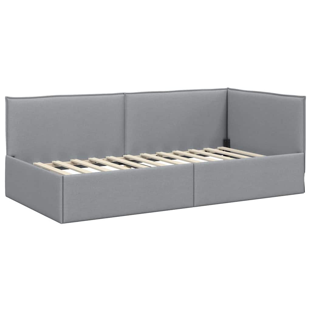 vidaXL Rama Łóżka Narożnego z Materacem 2 szt. Jasnoszary 90 x 190 cm
