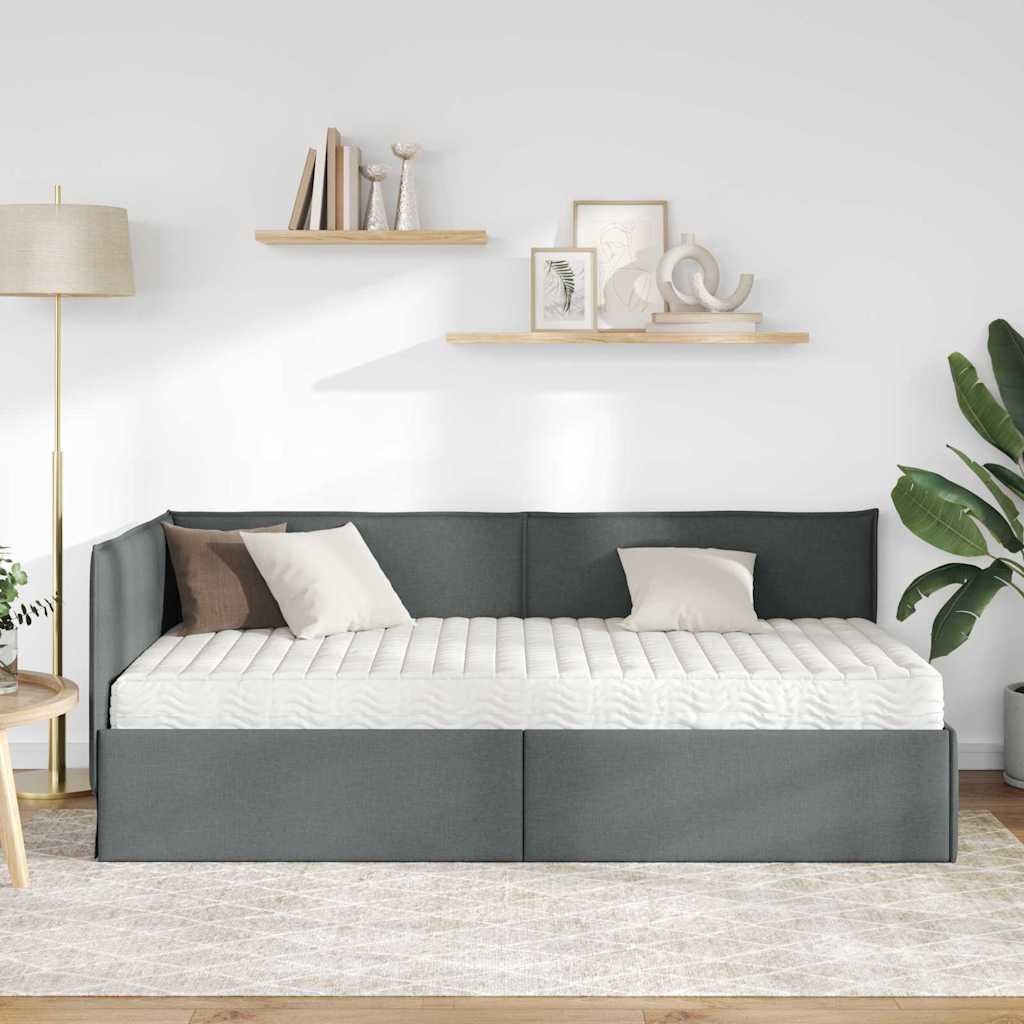 vidaXL Rama Łóżka Narożnego z Materacem 2 szt. ciemnoszary 90 x 190 cm
