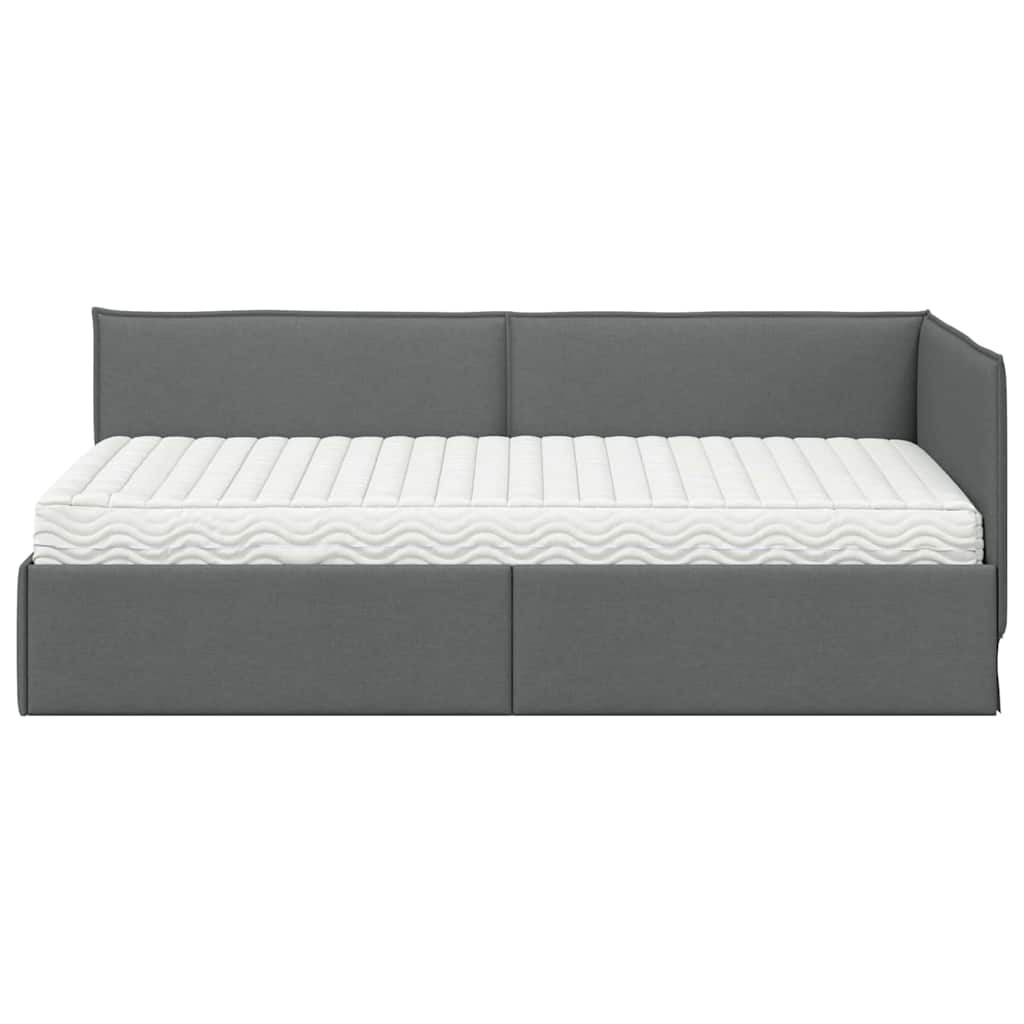 vidaXL Rama Łóżka Narożnego z Materacem 2 szt. ciemnoszary 90 x 190 cm