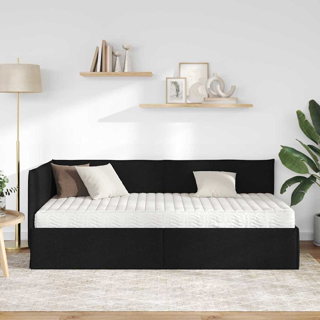 vidaXL Rama Łóżka Narożnego z Materacem 2 pcs Zielony Aksamit