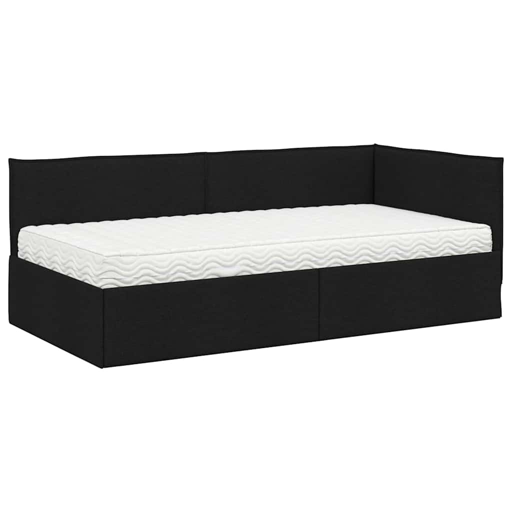vidaXL Rama Łóżka Narożnego z Materacem 2 pcs Zielony Aksamit