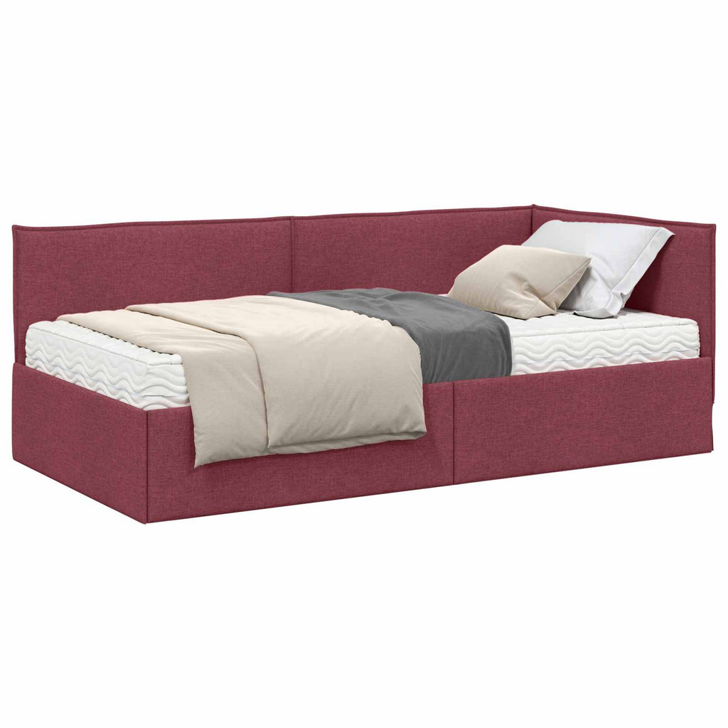 vidaXL Rama Łóżka Narożnego z Materacem 2 pcs Szary Aksamit