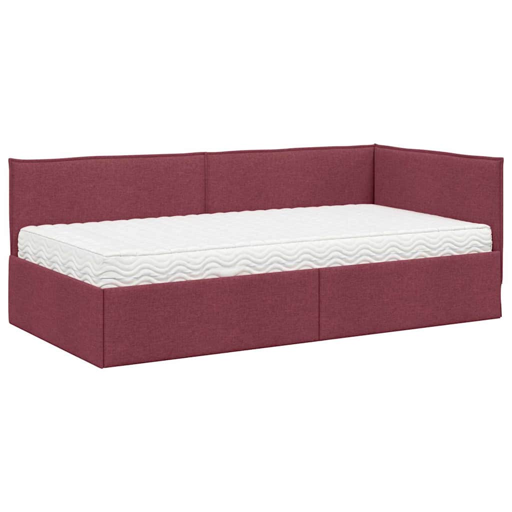 vidaXL Rama Łóżka Narożnego z Materacem 2 pcs Szary Aksamit