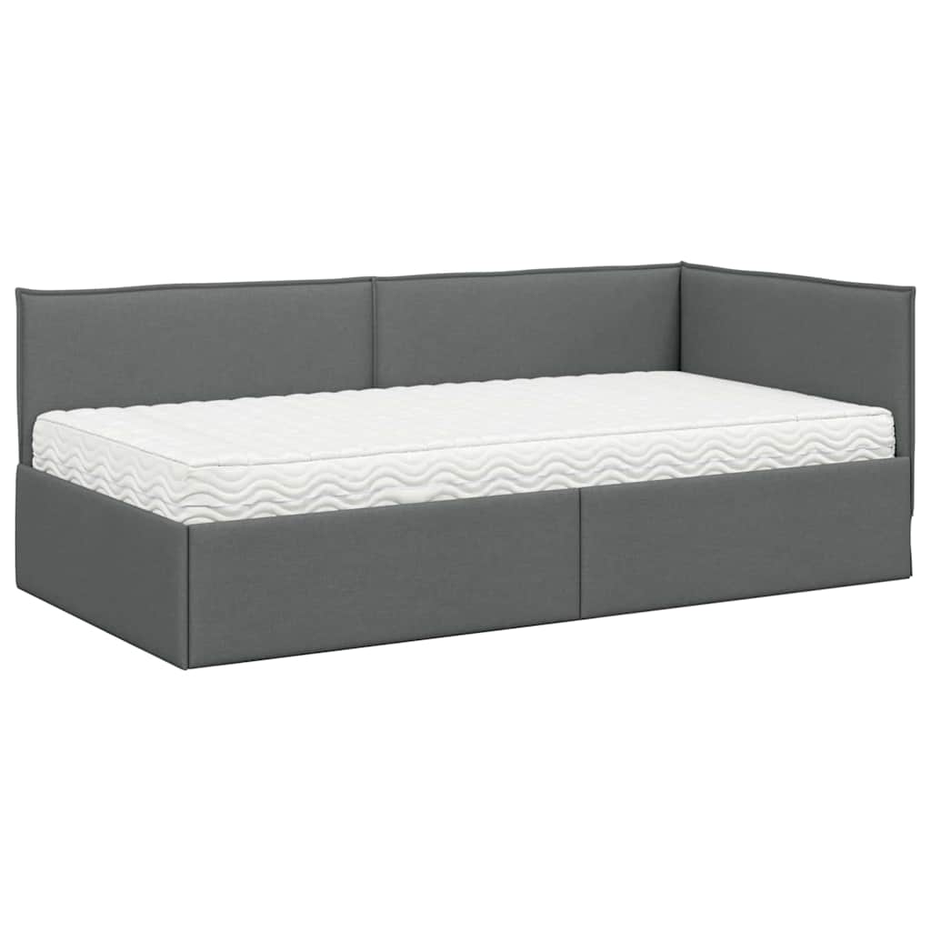 vidaXL Rama Łóżka Narożnego z Materacem 2 szt. ciemnoszary 90 x 200 cm