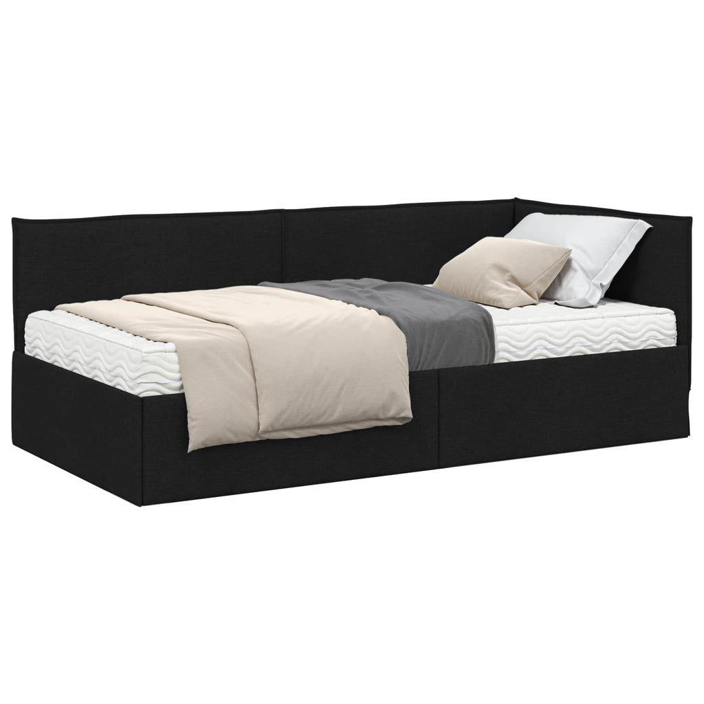 vidaXL Rama Łóżka Narożnego z Materacem 2 pcs Zielony Aksamit